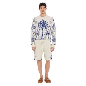 Alanui Mens Wild Wonder Foulard Bermuda Shorts in Chalk Indigo M
